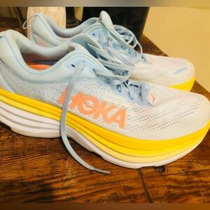 Hoka ONE ONE 11B Women's Running Shoes - Powder Blue and Yellow